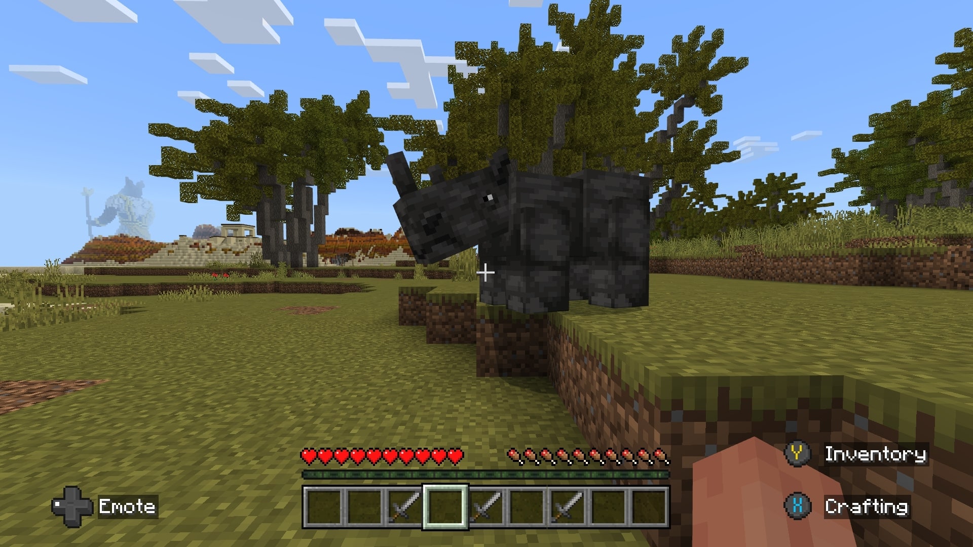 A screenshot of a rhino in Minecraft.
