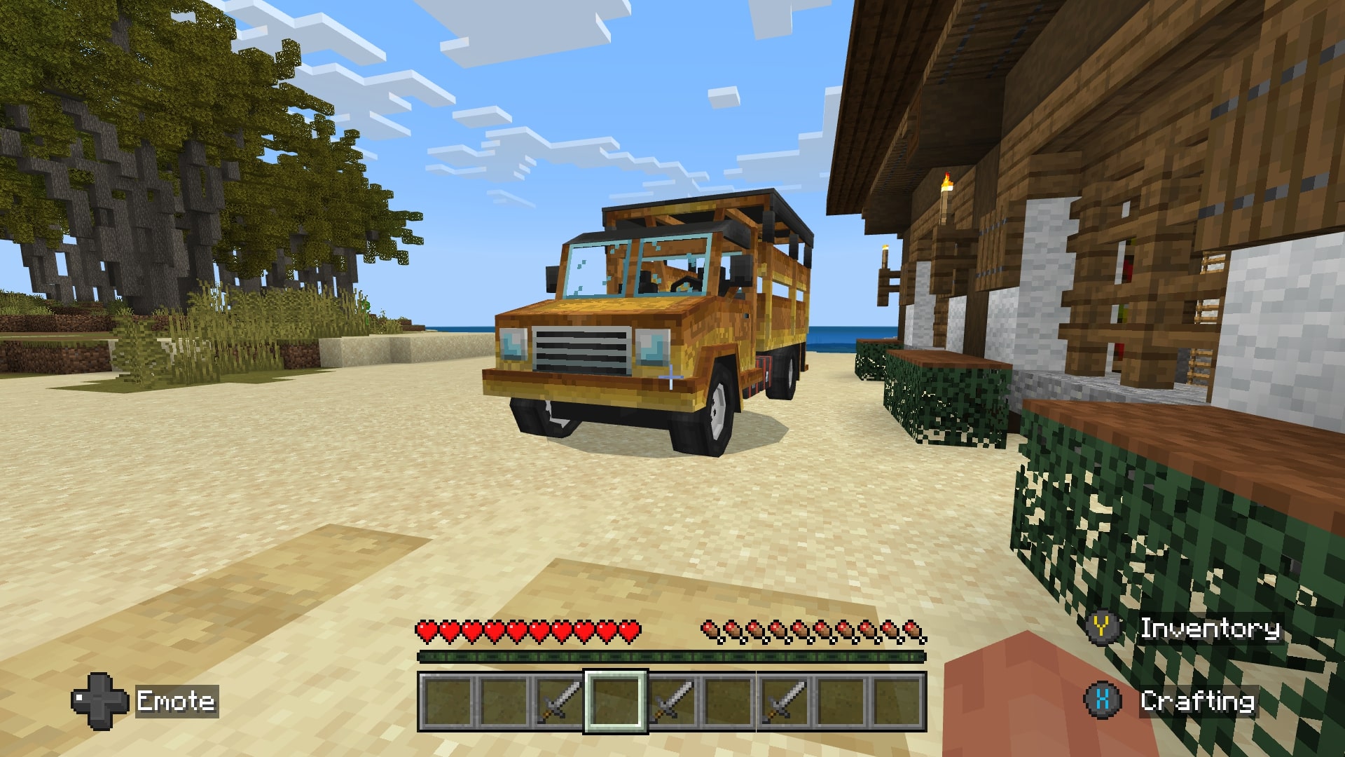 A screenshot of a jeep in Minecraft
