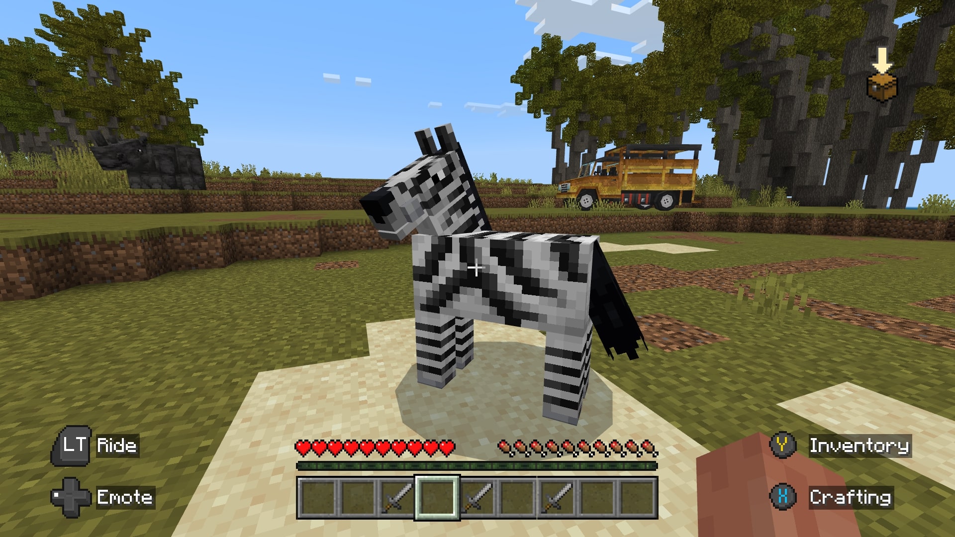 A screenshot of a zebra in Minecraft.