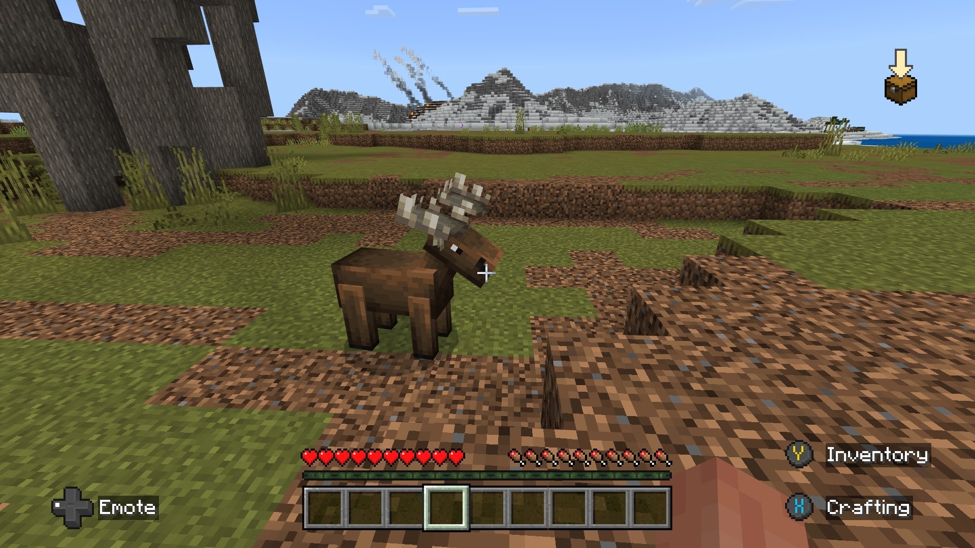 A screenshot of a baby elk in Minecraft