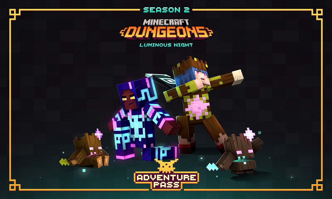 Minecraft Dungeons Luminous Night key art, labeled as Season 2