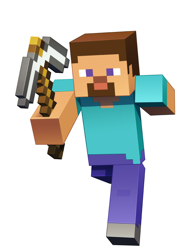 Minecraft’s Steve swings a pickaxe