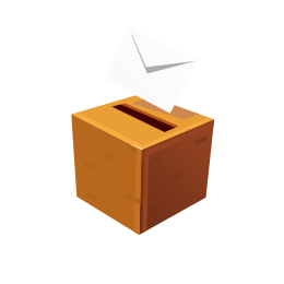 An envelope being dropped into a square box
